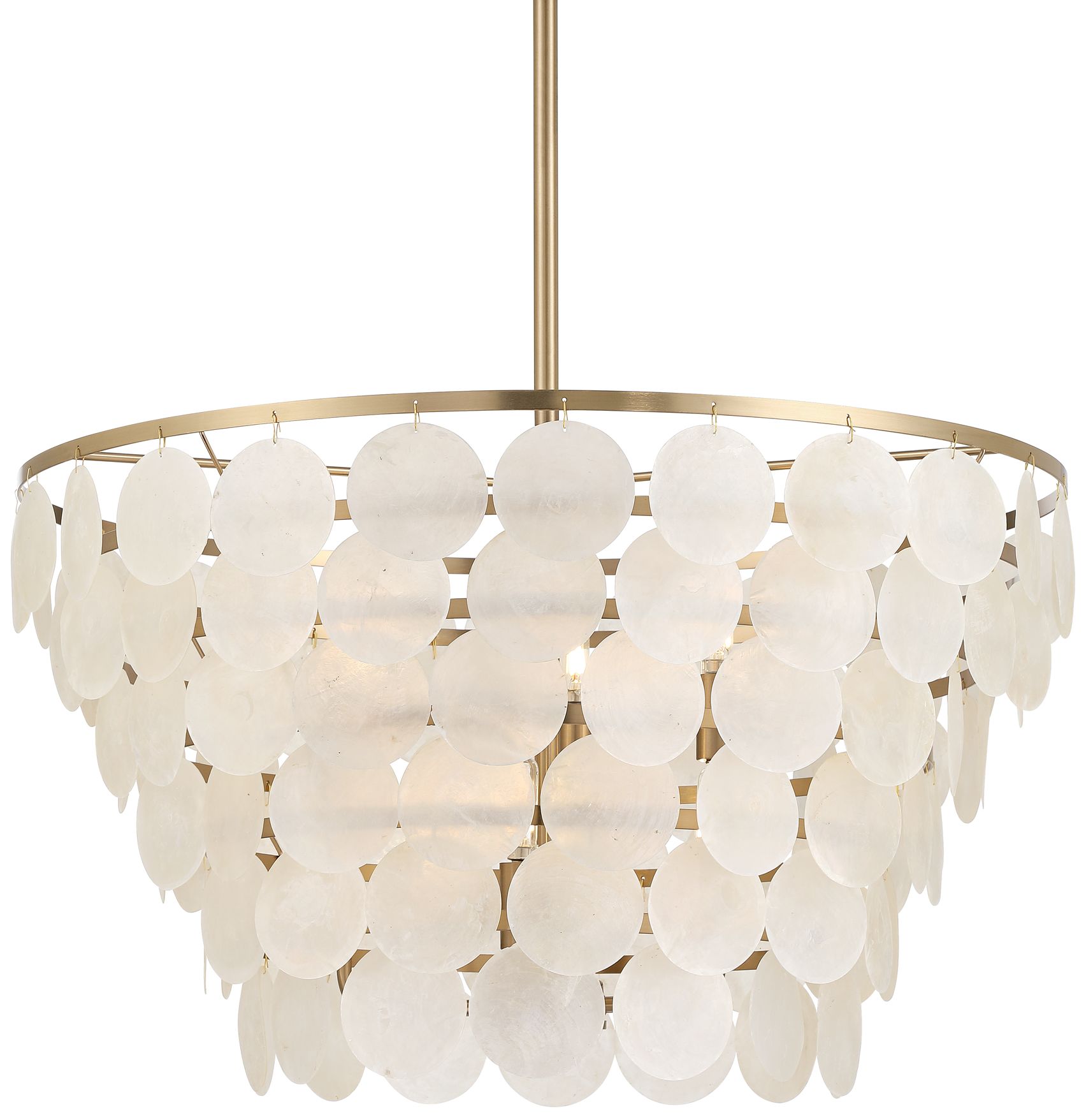 Image 3 Possini Euro Ibiza 26" Wide Capiz and Brass Coastal 6-Light Chandelier