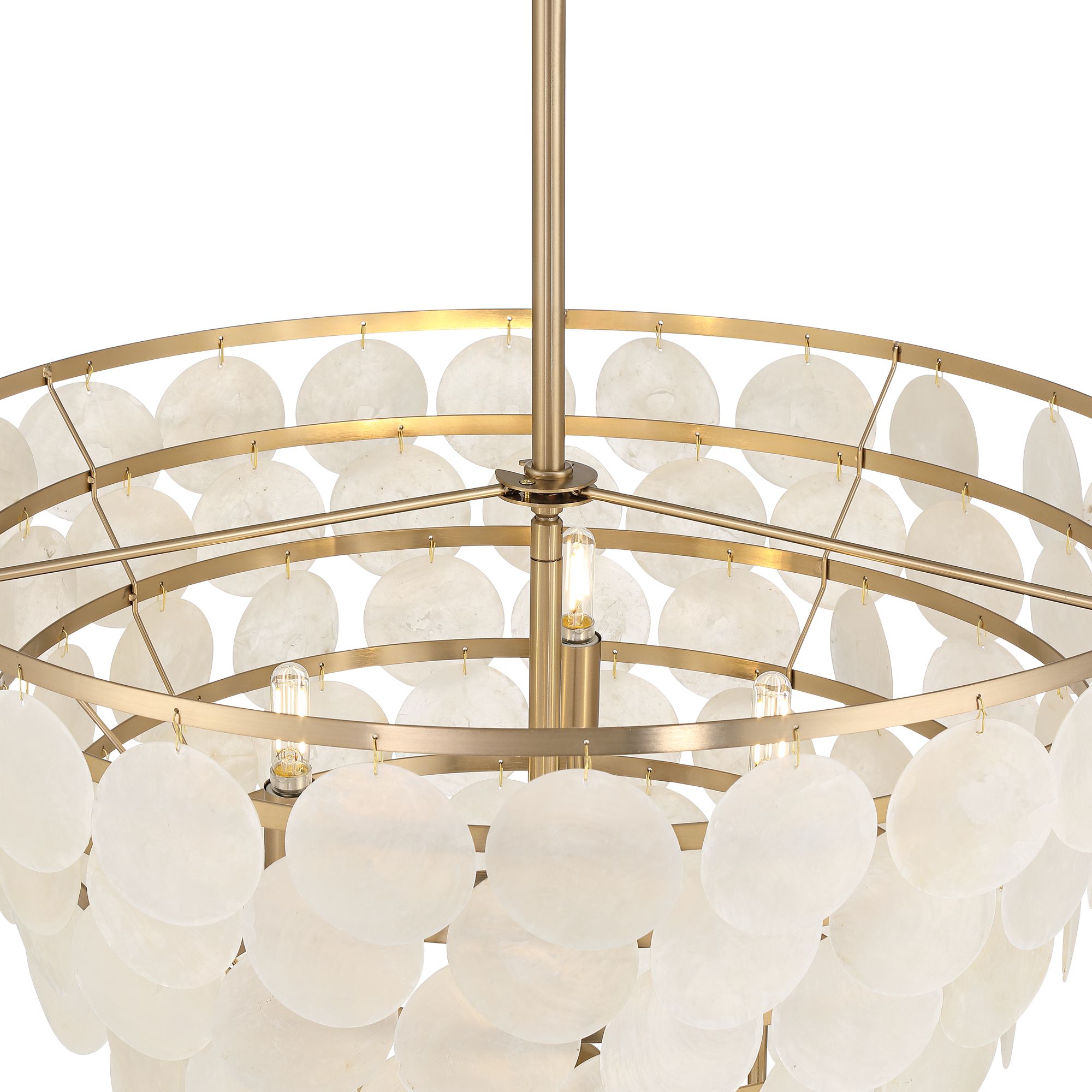Image 5 Possini Euro Ibiza 26" Wide Capiz and Brass Coastal 6-Light Chandelier more views
