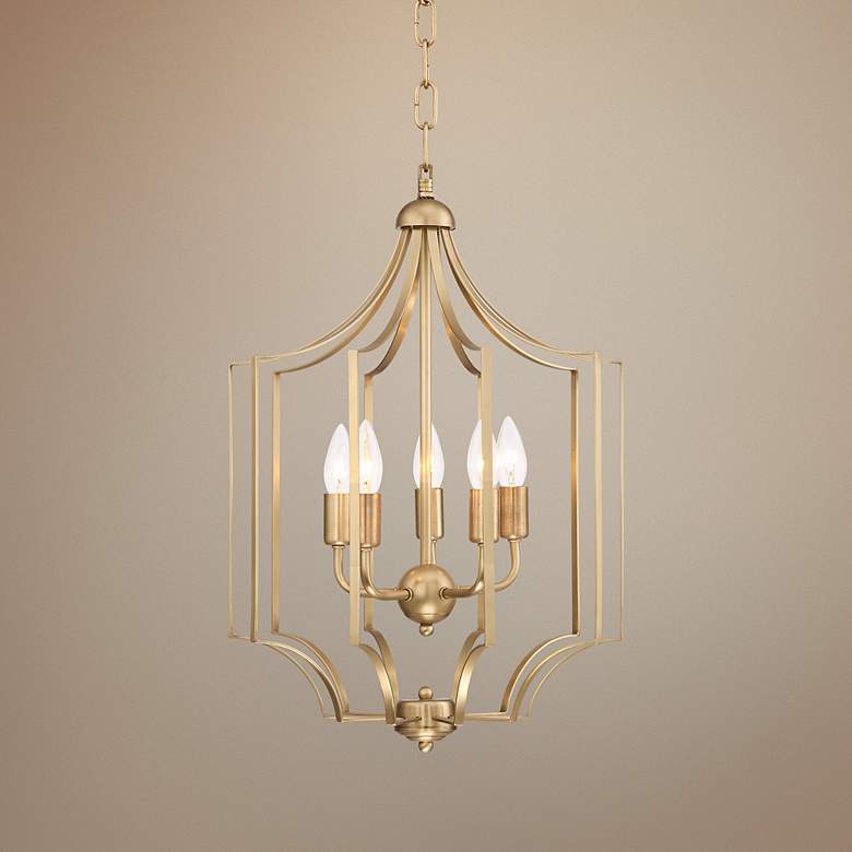 Image 1 Possini Euro Icaria 15 inch Wide Brass Pendant  Light