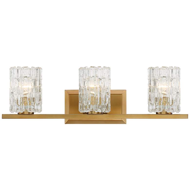 Image 2 Possini Euro Icelight 25 inch Wide Ice Glass and Gold Bath Light