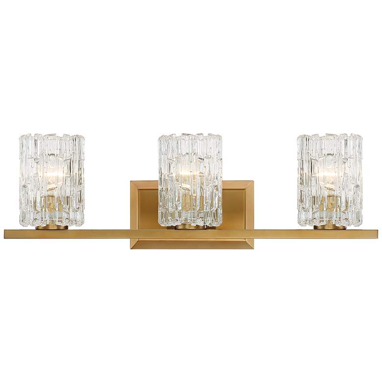 Image 2 Possini Euro Icelight 25" Wide Ice Glass and Gold Bath Light