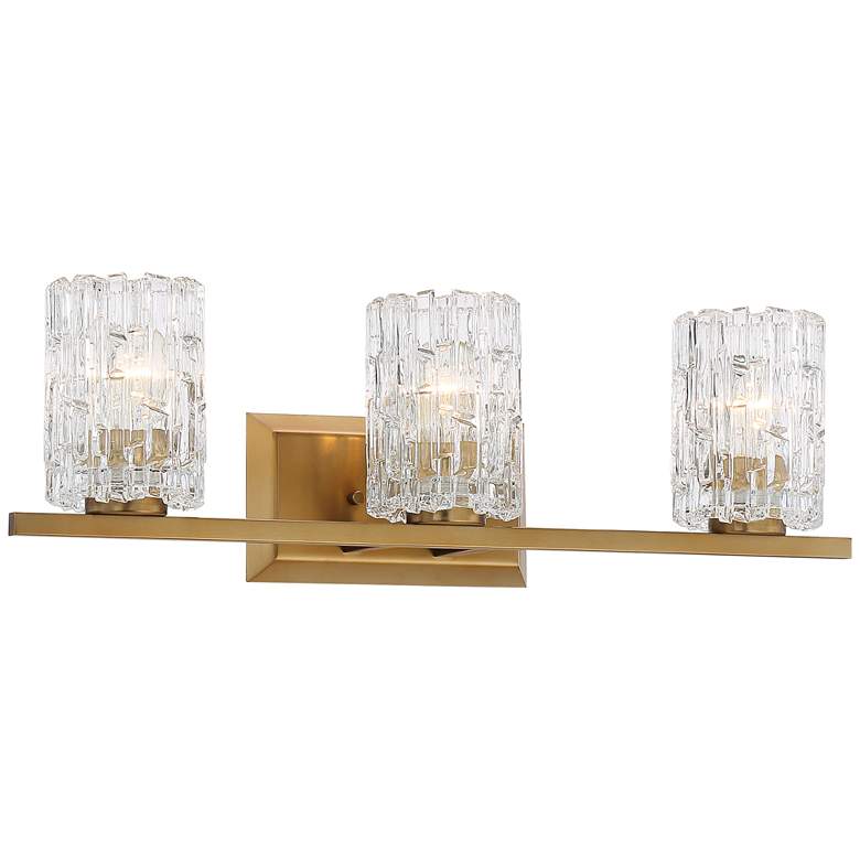 Image 4 Possini Euro Icelight 25 inch Wide Ice Glass and Gold Bath Light more views