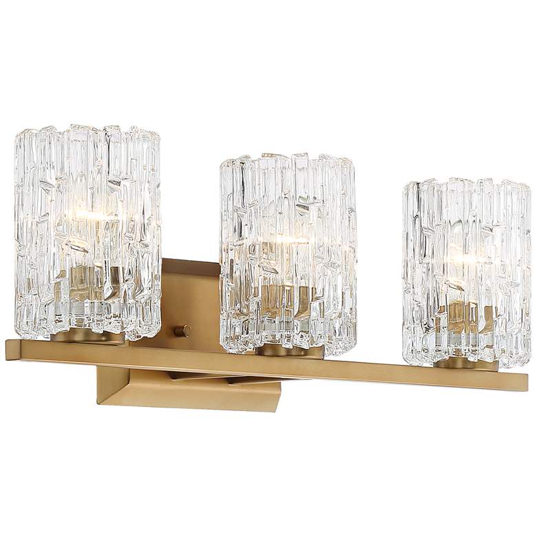 Image 5 Possini Euro Icelight 25 inch Wide Ice Glass and Gold Bath Light more views