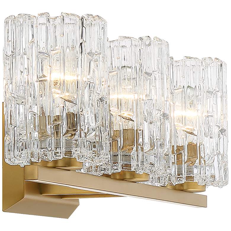Image 6 Possini Euro Icelight 25 inch Wide Ice Glass and Gold Bath Light more views