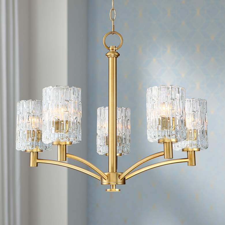 Image 1 Possini Euro Icelight 25 inch Wide Warm Brass 5-Light Chandelier