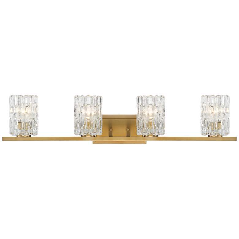 Image 2 Possini Euro Icelight 36" Wide Ice Glass and Warm Brass Bath Light