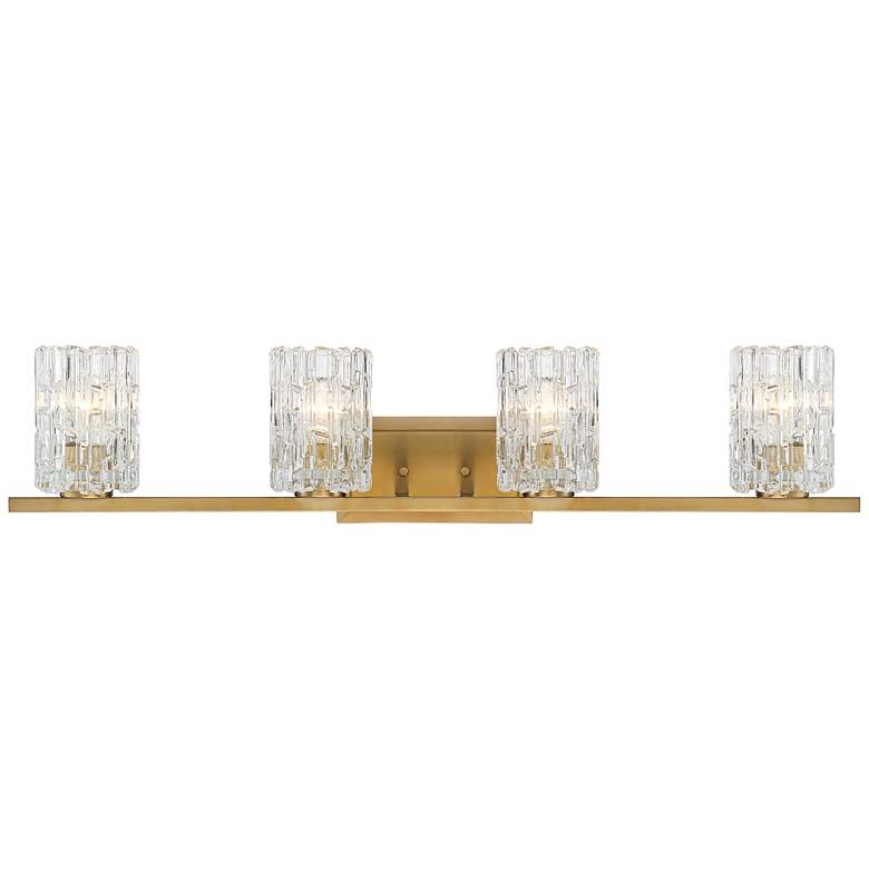 Image 2 Possini Euro Icelight 36 inch Wide Ice Glass and Warm Brass Bath Light