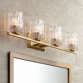Image1 of Possini Euro Icelight 36" Wide Ice Glass and Warm Brass Bath Light