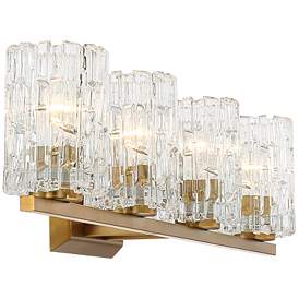 Image5 of Possini Euro Icelight 36" Wide Ice Glass and Warm Brass Bath Light more views