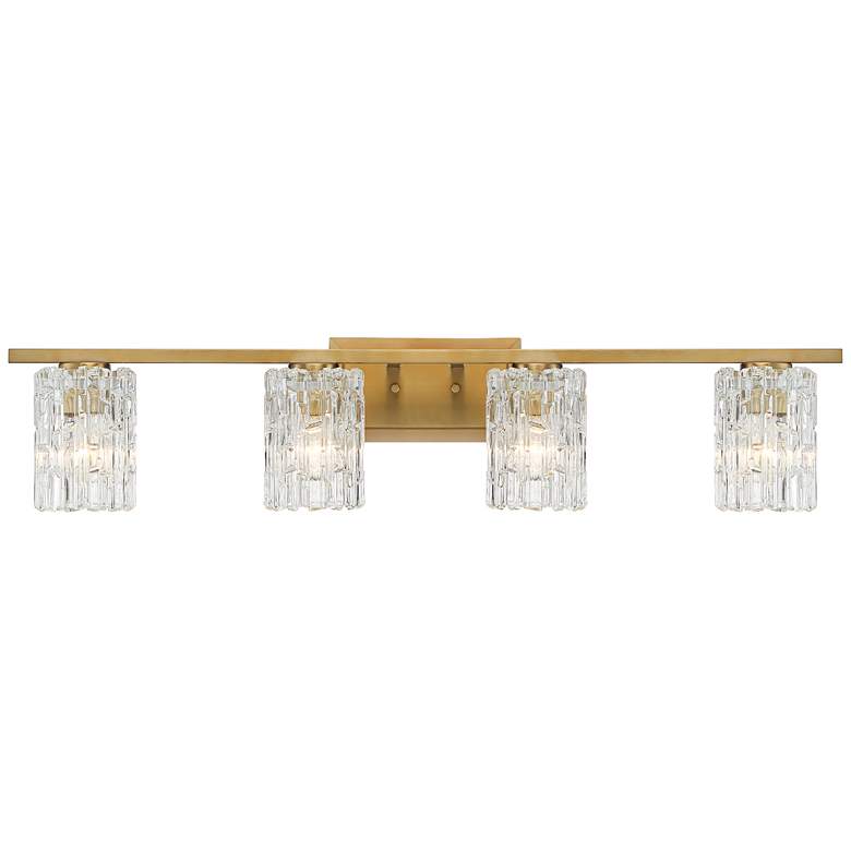 Image 6 Possini Euro Icelight 36 inch Wide Ice Glass and Warm Brass Bath Light more views