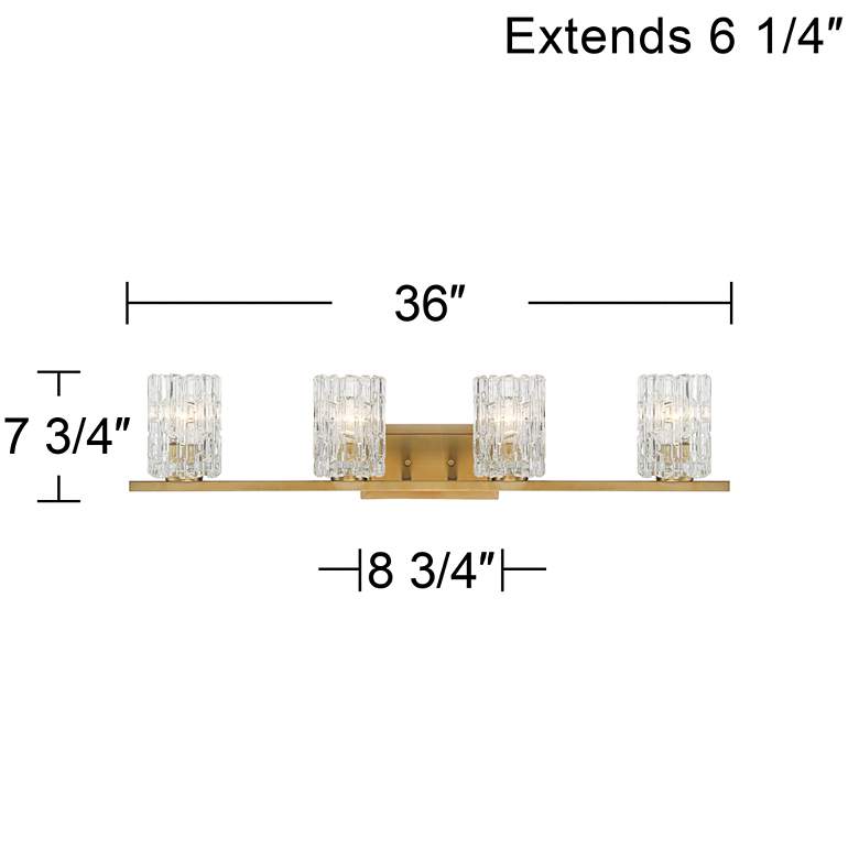 Image 7 Possini Euro Icelight 36 inch Wide Ice Glass and Warm Brass Bath Light more views