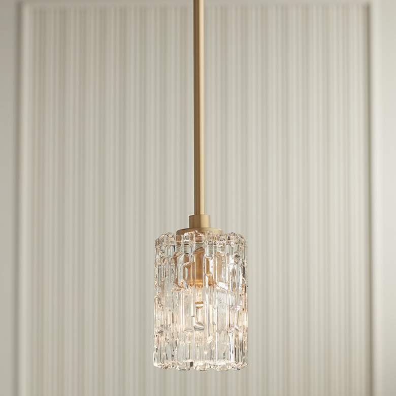 Image 6 Possini Euro Icelight 4 1/4" Wide Warm Brass Mini Pendant more views
