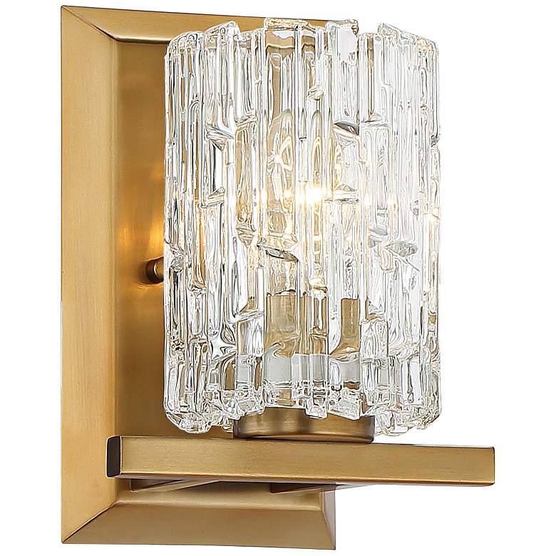 Image 2 Possini Euro Icelight 8 3/4 inch High Ice Glass Warm Brass Wall Sconce
