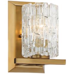 Possini Euro Icelight 8 3/4&quot; High Ice Glass Warm Brass Wall Sconce
