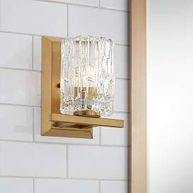 Image1 of Possini Euro Icelight 8 3/4" High Ice Glass Warm Brass Wall Sconce