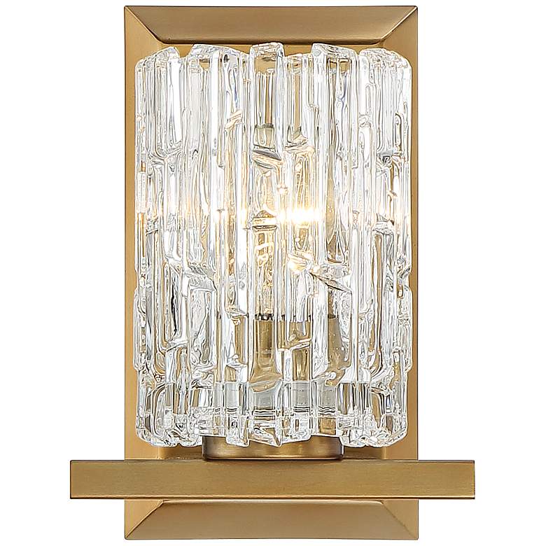 Image 4 Possini Euro Icelight 8 3/4" High Ice Glass Warm Brass Wall Sconce more views
