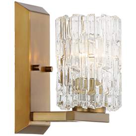 Image5 of Possini Euro Icelight 8 3/4" High Ice Glass Warm Brass Wall Sconce more views