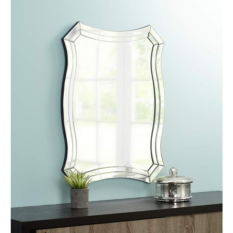 Image 1 Possini Euro Idell 23 1/2 inch x 32 inch Scalloped Wall Mirror