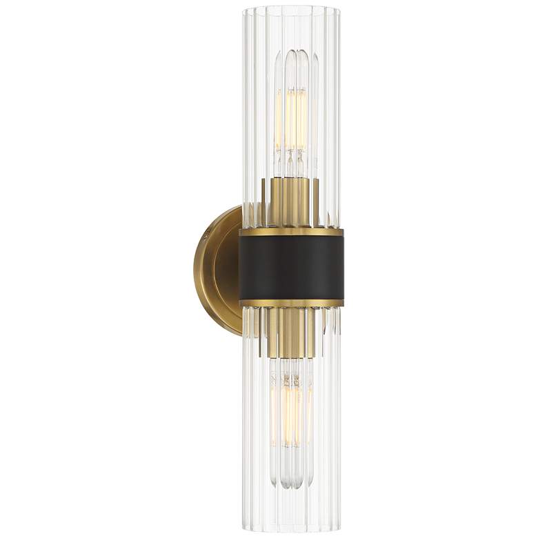 Image 1 Possini Euro Idyl 16 1/4" High Warm Gold and Black 2-Light Bath Light