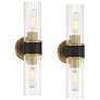3_Possini Euro Idyl 16 1/4"H Warm Gold Black 2-Light Bath Light Set of 2