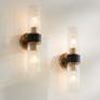 2_Possini Euro Idyl 16 1/4"H Warm Gold Black 2-Light Bath Light Set of 2