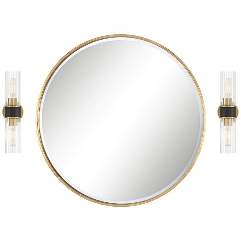 Image 3 Possini Euro Idyll Wall Sconce Set with Uttermost Mayfair Wall Mirror