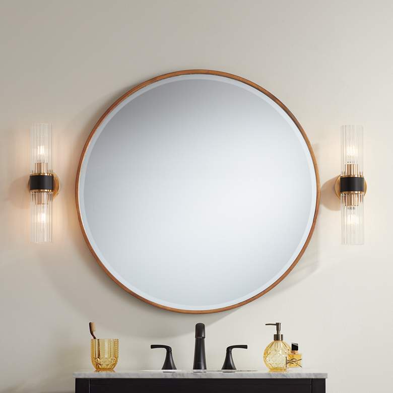 Image 2 Possini Euro Idyll Wall Sconce Set with Uttermost Mayfair Wall Mirror