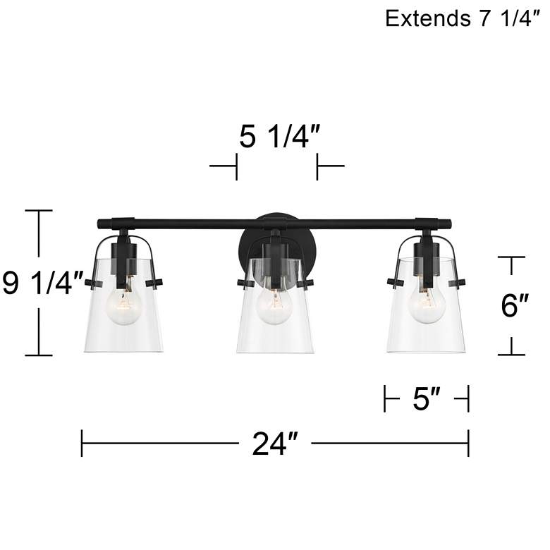 Image 6 Possini Euro Indira 24" Wide Black Metal 3-Light Bath Light more views