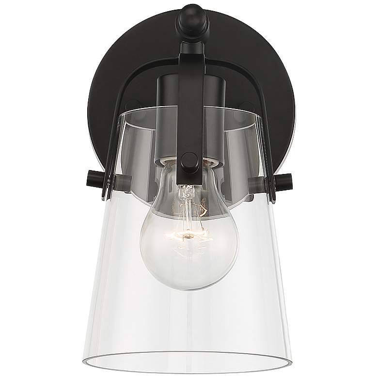 Image 4 Possini Euro Indira 9 1/4" High Black Metal Wall Sconce more views
