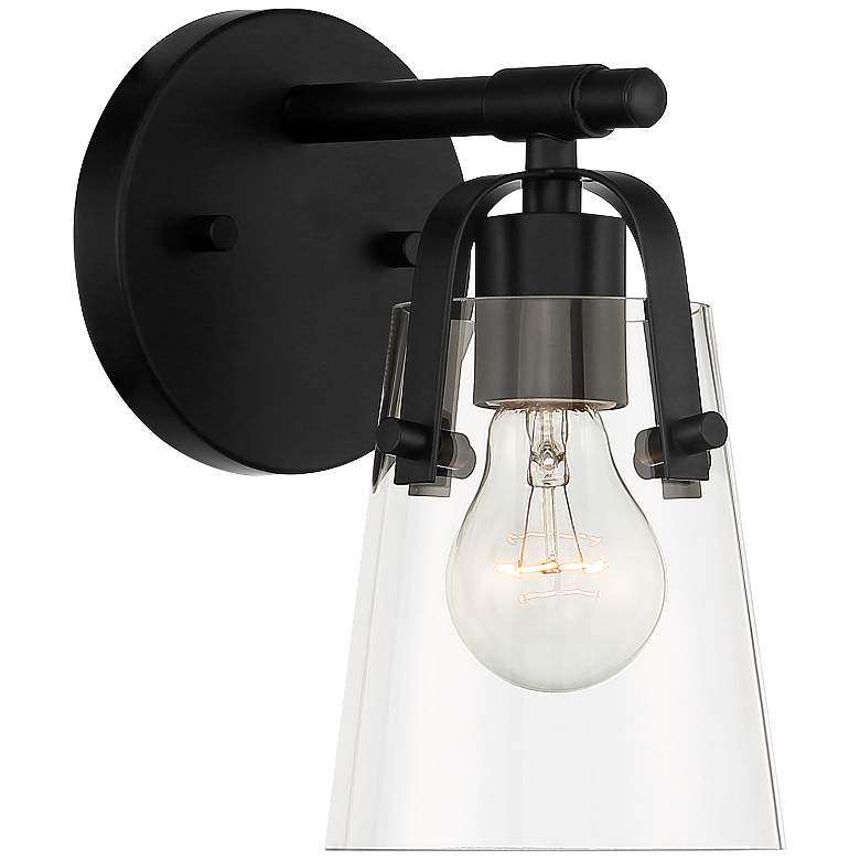 Image 5 Possini Euro Indira 9 1/4" High Black Metal Wall Sconce more views