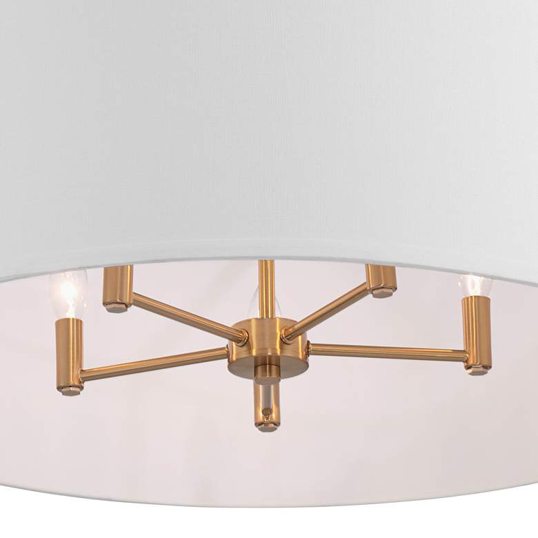 Image 3 Possini Euro Indy 26" White and Leather 5-Light Drum Pendant Light more views