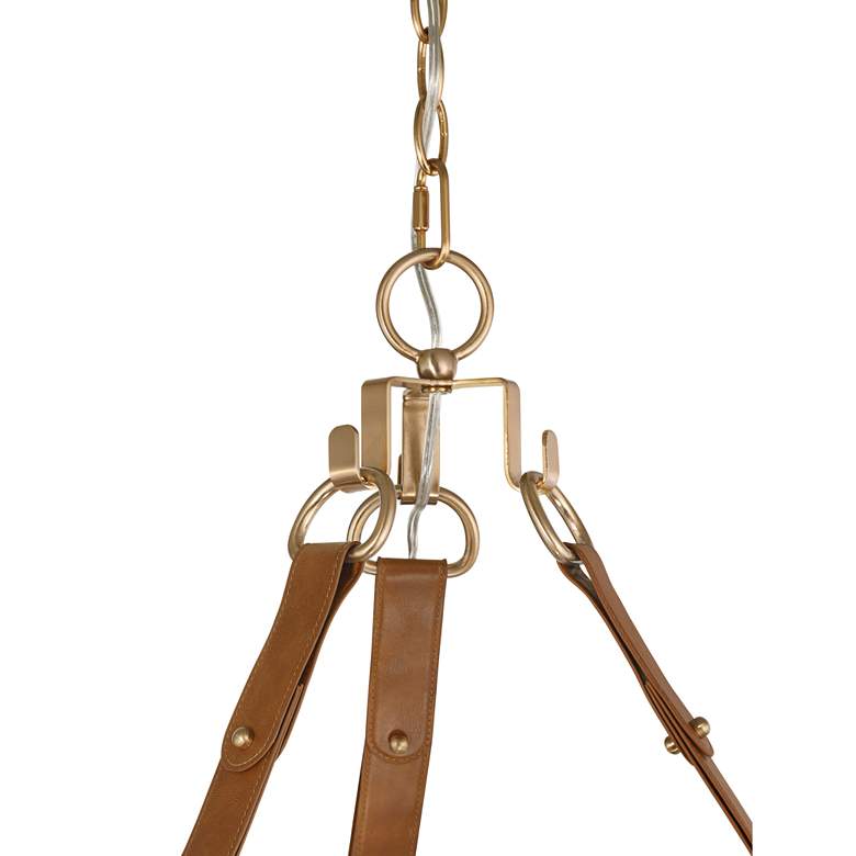 Image 6 Possini Euro Indy 26" White and Leather 5-Light Drum Pendant Light more views