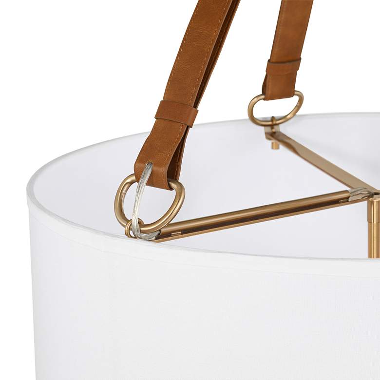 Image 7 Possini Euro Indy 26" White and Leather 5-Light Drum Pendant Light more views