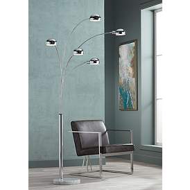 Image2 of Possini Euro Infini 78" 5-Light Marble Chrome Modern Arc Floor Lamp