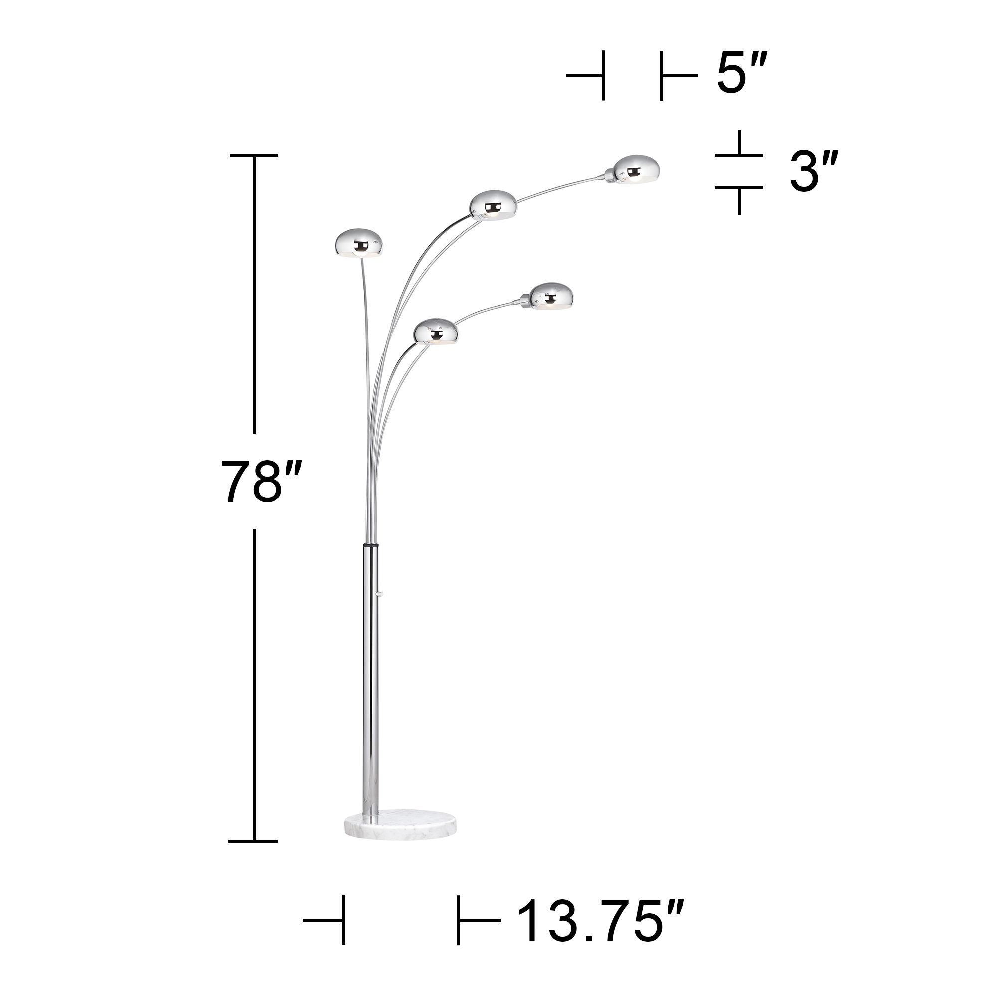 Watch A Video About the Possini Euro Infini 5 Light Marble Chrome Modern Arc Floor Lamp