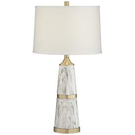 Image3 of Possini Euro Irina 29" White Modern Faux Marble Table Lamp