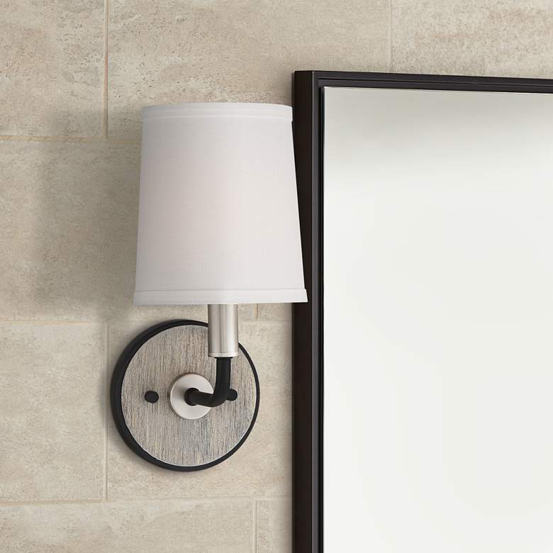 Image 1 Possini Euro Isabel 12" High Brushed Nickel Black Wall Sconce