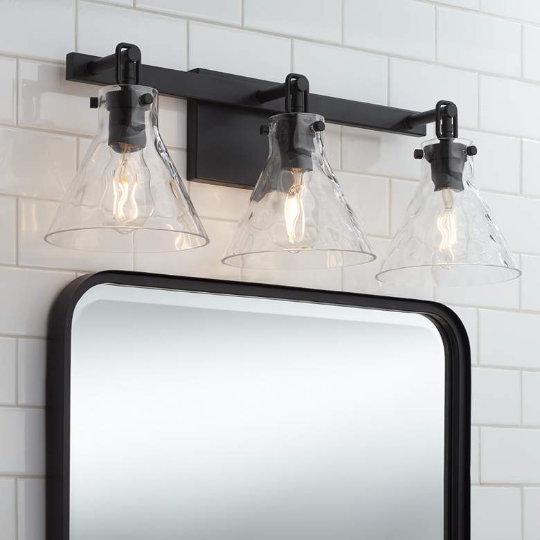 Image 1 Possini Euro Ishii 26" Wide Matte Black 3-Light Bath Light