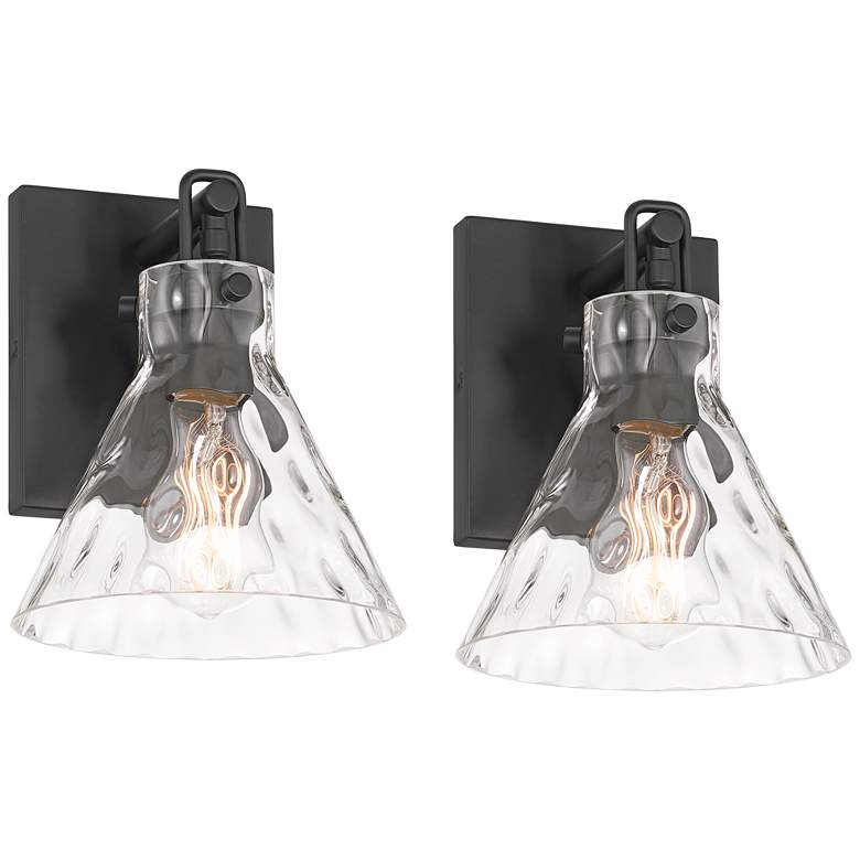 Image 2 Possini Euro Ishii 9 1/4" Wide Matte Black Wall Sconce Set of 2