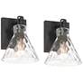 2_Possini Euro Ishii 9 1/4" Wide Matte Black Wall Sconce Set of 2