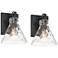 Possini Euro Ishii 9 1/4" Wide Matte Black Wall Sconce Set of 2
