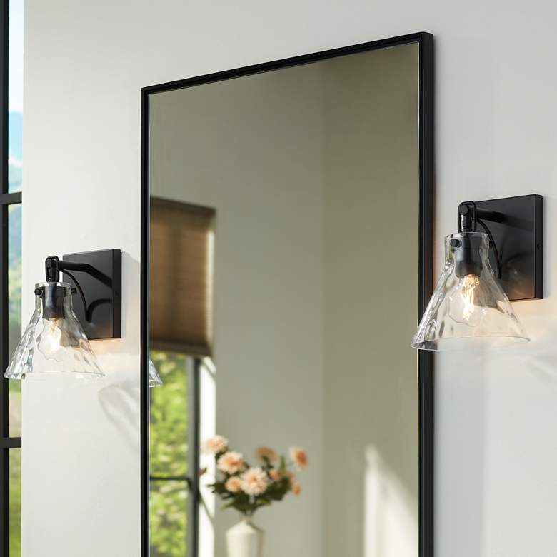 Image 1 Possini Euro Ishii 9 1/4" Wide Matte Black Wall Sconce Set of 2