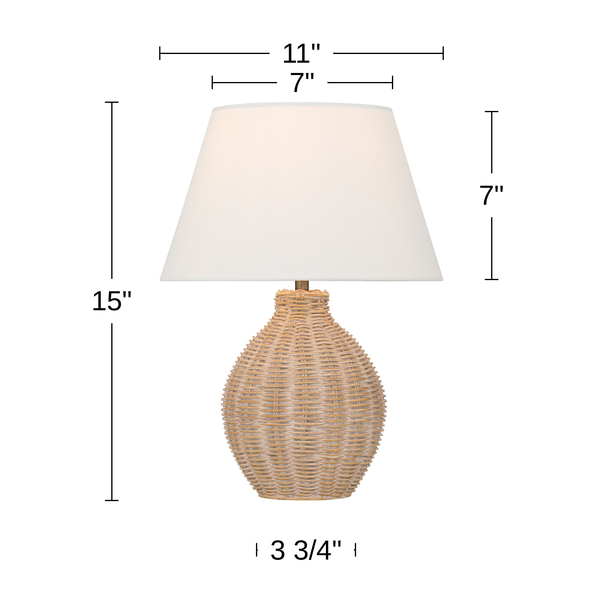 Possini Euro Isla 15" High Faux Rattan Living Room Accent Table Lamp in scene