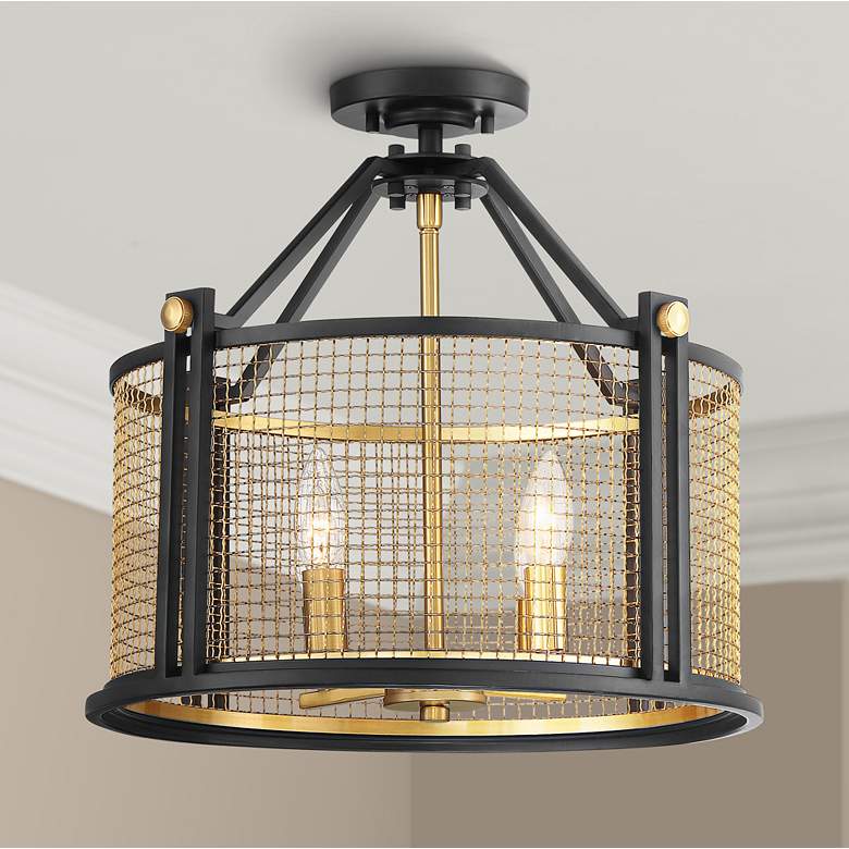 Image 1 Possini Euro Ismay 16 1/2" Wide Gold Mesh Ceiling Light
