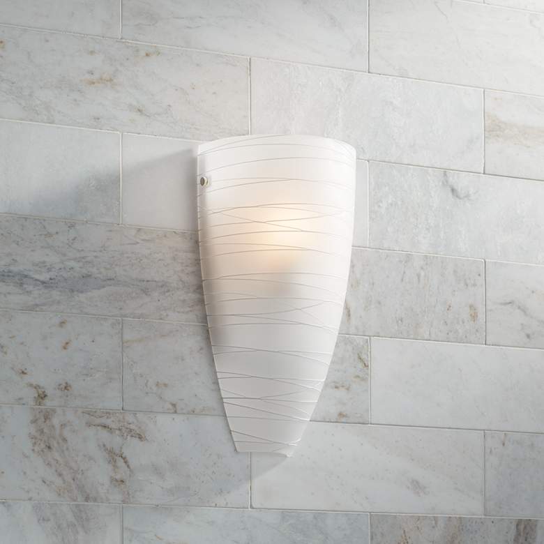 Image 7 Possini Euro Isola 13 1/4 inch High White Striped Glass Wall Sconce more views