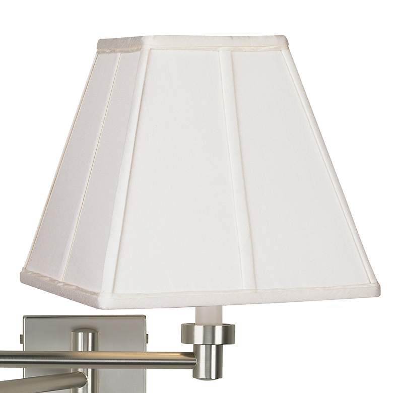 Image 2 Possini Euro Ivory Shade Brushed Nickel Plug-In Swing Arm Wall Lamp more views