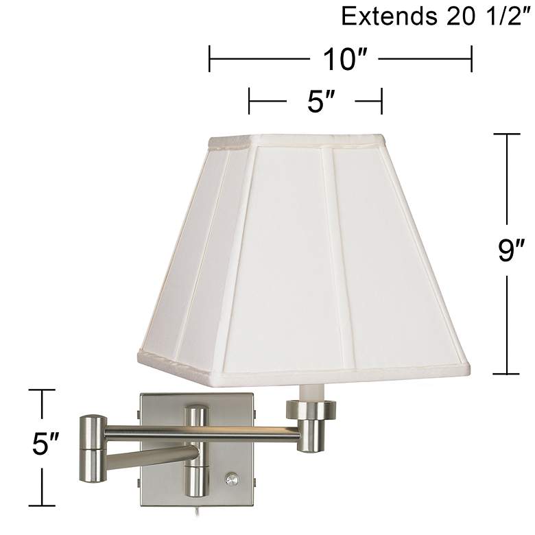 Image 4 Possini Euro Ivory Shade Brushed Nickel Plug-In Swing Arm Wall Lamp more views