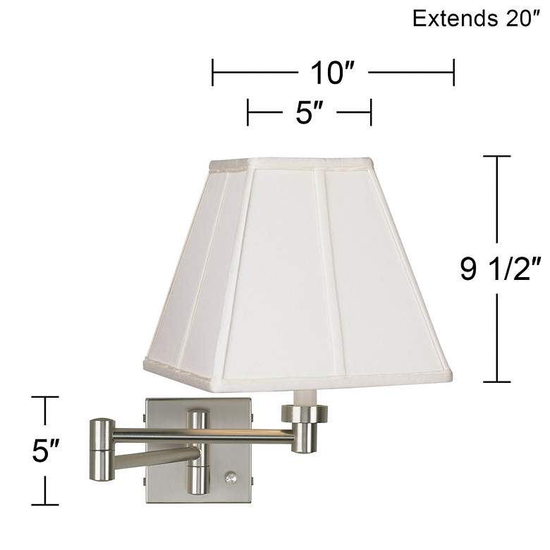 Image 3 Possini Euro Ivory Square Brushed Nickel Swing Arm Lamp with Cord Cover more views