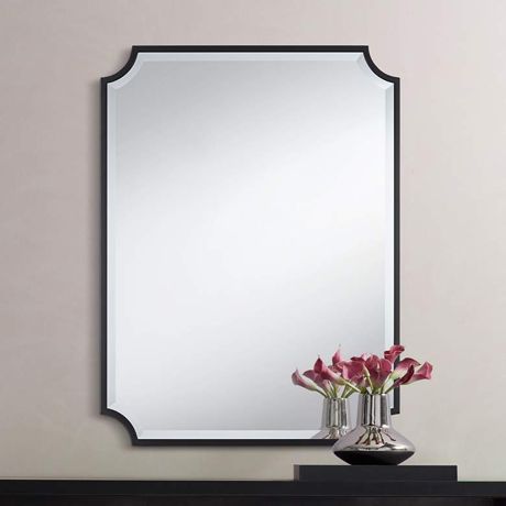 Possini Euro Jacinda 24" x 40" Cut Edge Black Wall Mirror