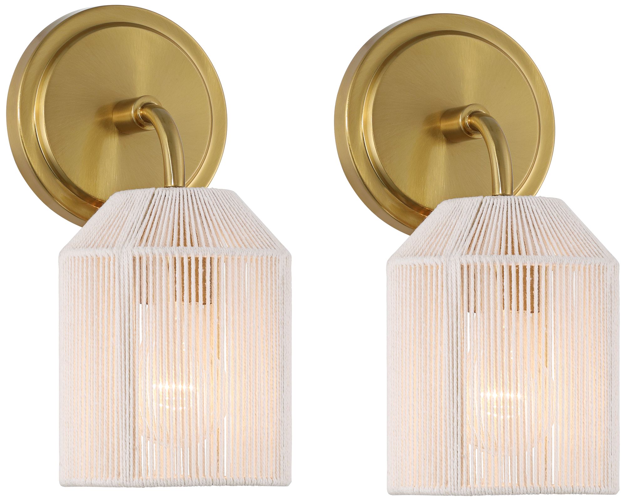 Image 2 Possini Euro Jacob 11" High Gold and Natural Rope Wall Sconce Set of 2
